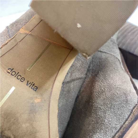 Dolce Vita Pasha Ankle Bootie Taupe Suede Leather Open Toe Stacked Heel Size 9M - Picture 15 of 16